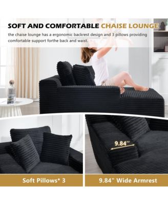 67 Inch White Velvet Chaise Lounge Chair with 9.9 Inch Wide Armrests and Deep Seat for Living Room