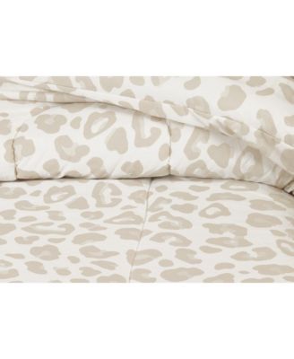 Premium Beige Leopard Comforter Set – Soft Animal Print Microfiber Bedding – 3 Piece Set with 1 Comforter and 2 Pillow Shams - Queen