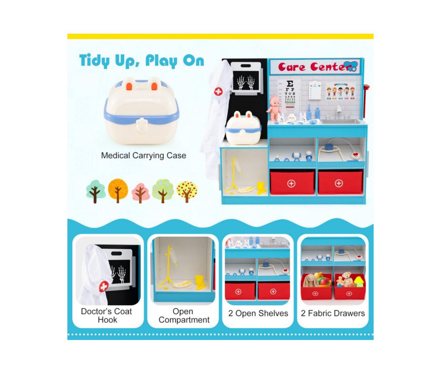 Детский игровой набор HONGGE Medical Center X-Ray and ECG Tools 7-Piece Playset, Ages 3+, цвет: Синий — фото 8