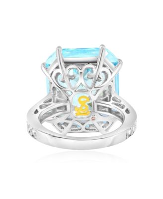 Gala Collection Sterling Silver Large Firework Emerald-Cut Cubic Zirconia Cocktail Ring