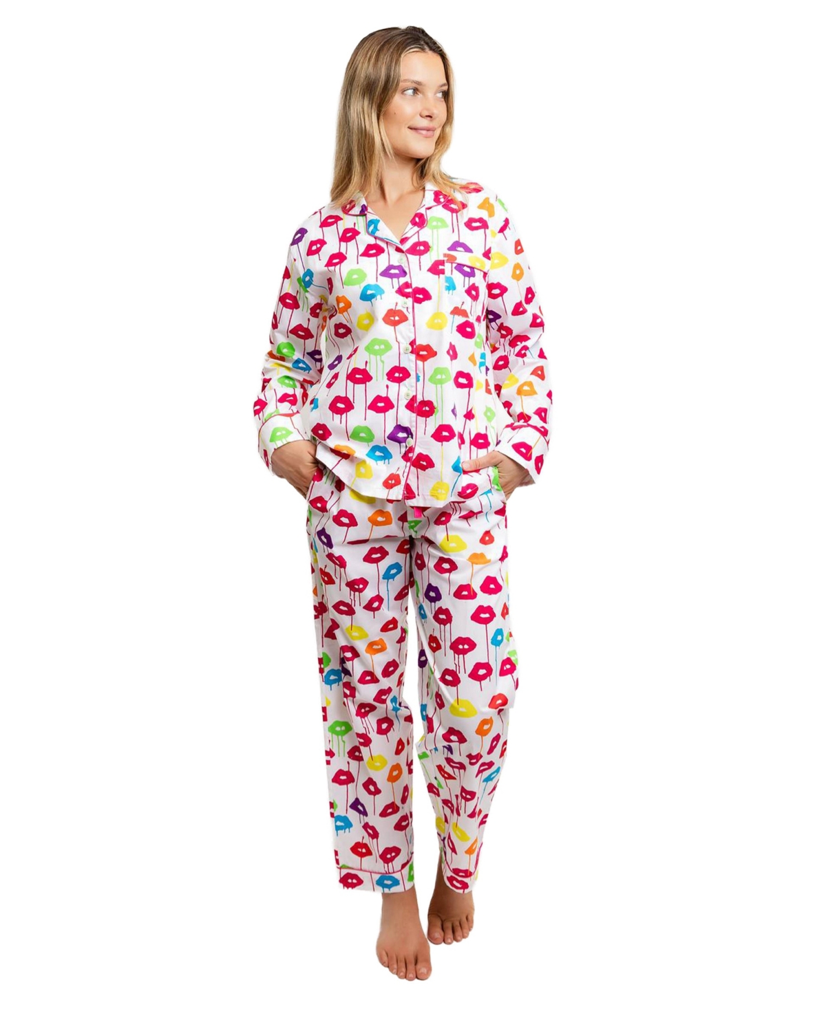 Sant and Abel Women's ganic Cotton Poplin Button Down Long Sleeve Pajama Set
