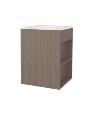Siena Compact Vanity Cabinet, Single Door, Two Open Side Shelves