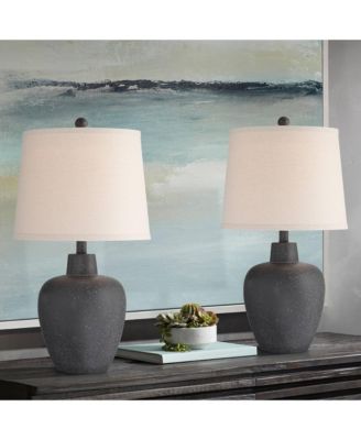 Romeo 23 1/2" High Jar Small Modern Coastal Accent Table Lamps Set of 2 Stone Gray Finish Living Room Bedroom