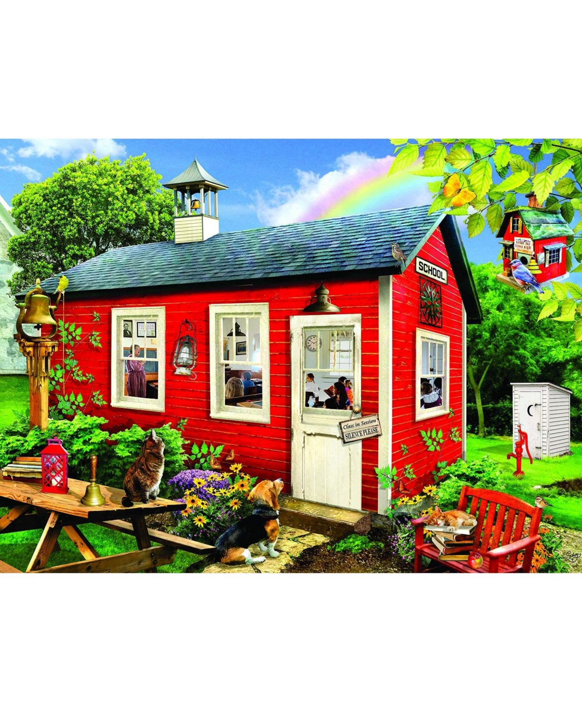 SunsOut Little Red School House 1000 piece Jigsaw Puzzle for Adults
