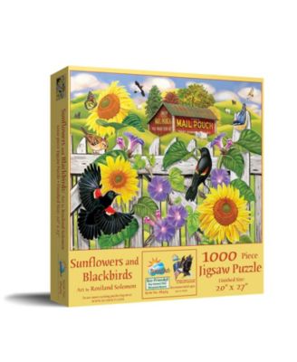 Sunflowers and Blackbirds 1000 piece Jigsaw Puzzle for Adults