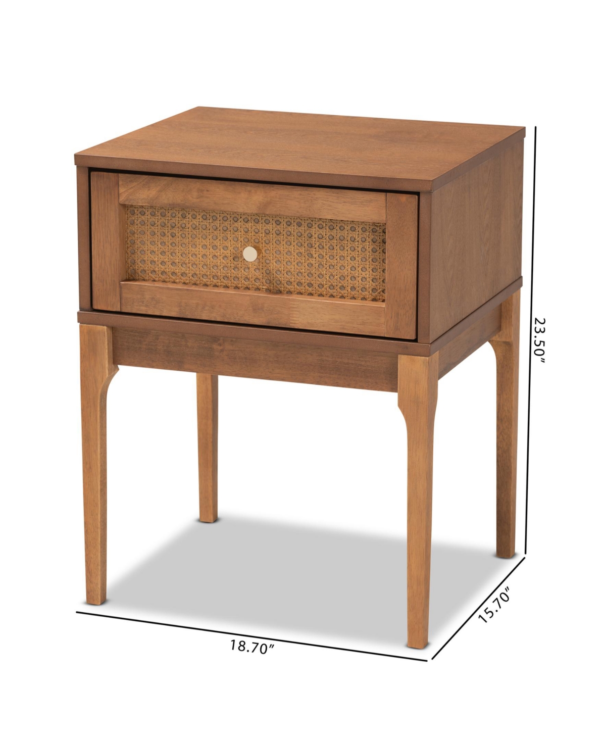 Baxton Studio Ramiel 18.7" Rattan Mid-Century Nightstand