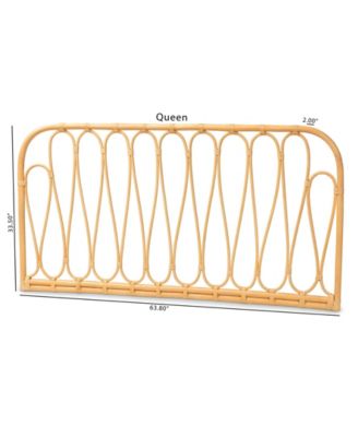 Carrick 2" Rattan Bohemian Queen Wall-mount Headboard