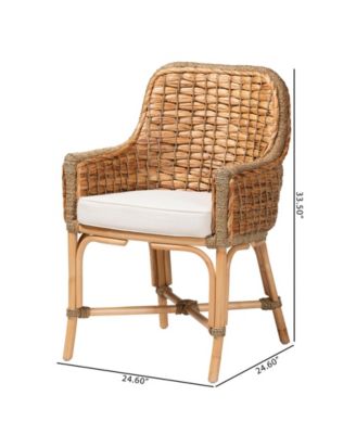 Kyle 24.6" Rattan Bohemian Dining Armchair with Cushion