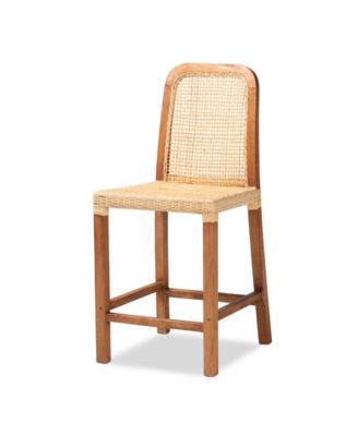Caspia 20.25" Rattan Mid-Century Counter Stool