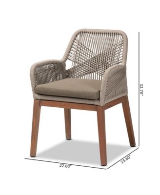 Jennifer 23.6" Wood Mid-Century Dining Armchair