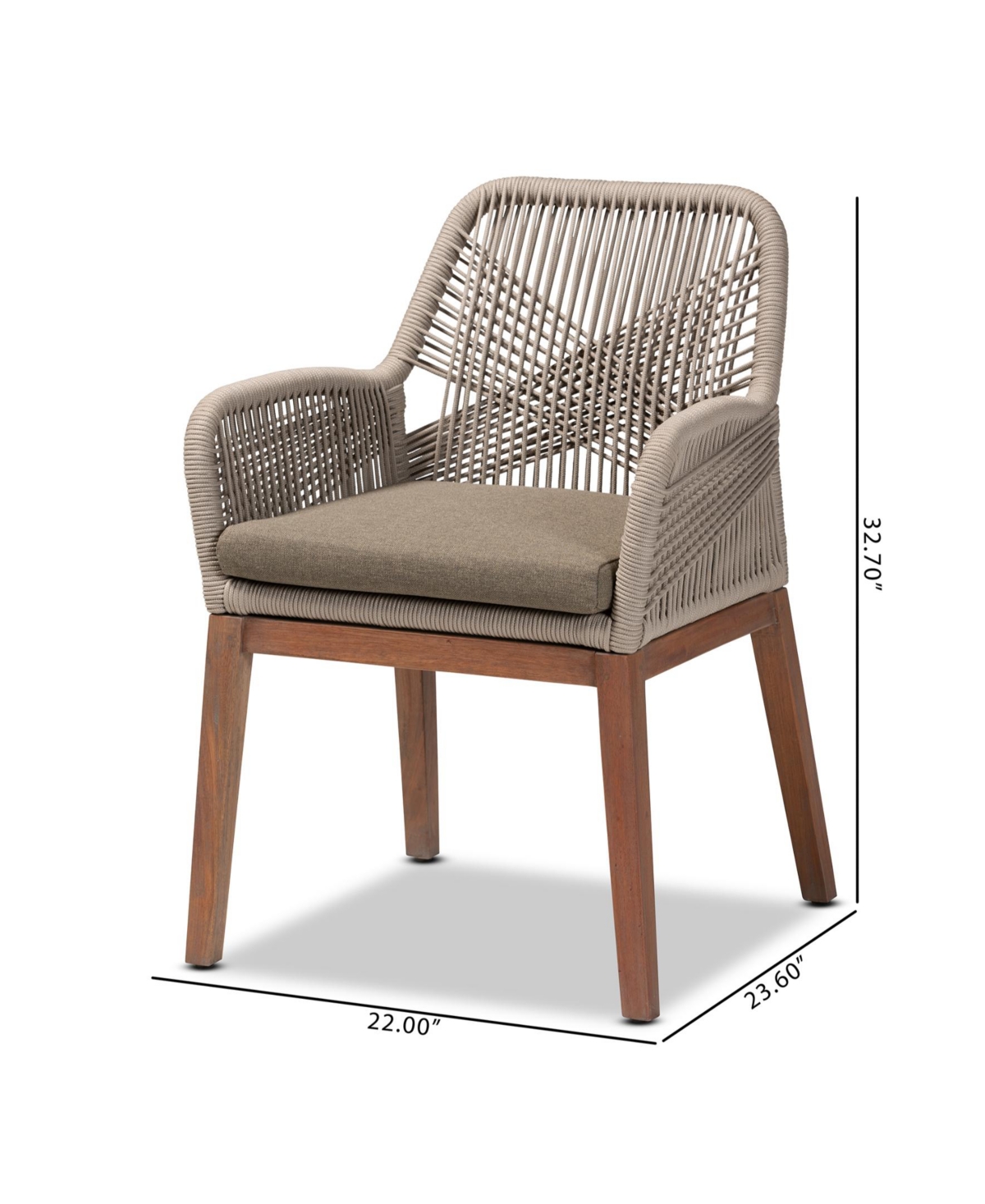 Furniture Jennifer 23.6" Wood Mid-Century Dining Armchair