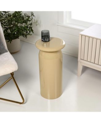 22.75" Metal Mid-Century Modern Metal Sleek Cylinder Drink Table and Decorative End Table