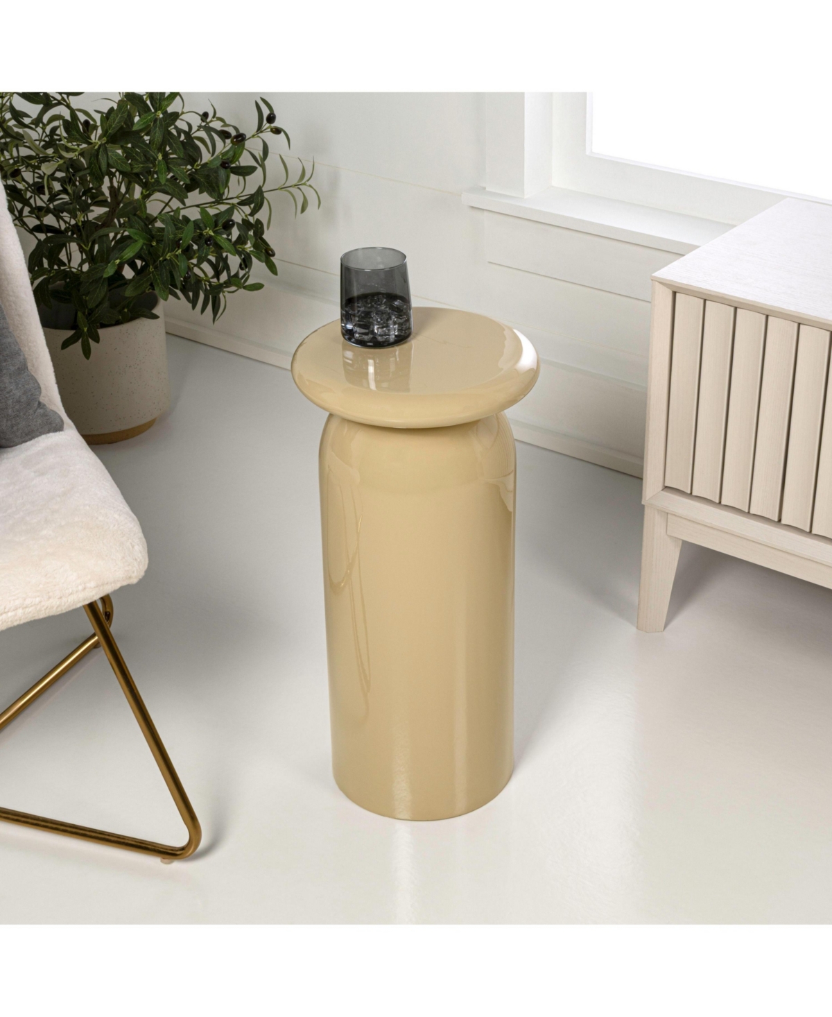 Jonathan Y 22.75" Metal Mid-Century Modern Sleek Cylinder Drink Table and Decorative End