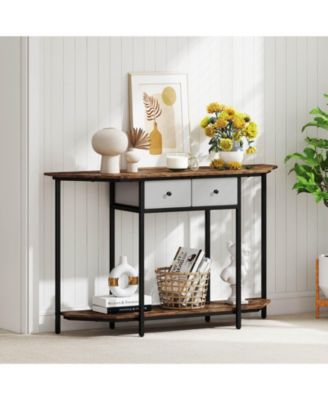 51" Console Table with 2 Drawers Open Storage Shelf 2-Tier Entryway Table