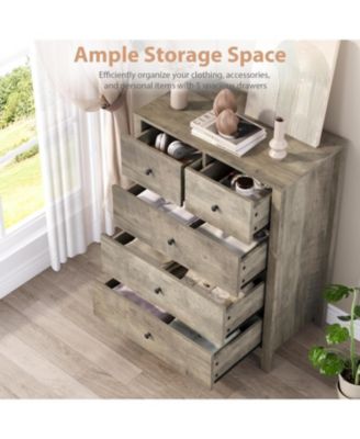 5 Drawer Dresser for Bedroom, Tall Black Chest with Deep Drawers and Metal Knobs, Wooden Organizer for Hallway, Kids Room