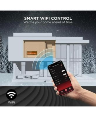 90" Wall Mounted/Recessed Electric Fireplace, Smart WiFi Control, 750/1500W Dual Heat, Touch Screen, Timer