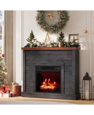 38" Fireplace Mantel with 19" Insert Heater, Adjustable Flame Brightness, Remote Control
