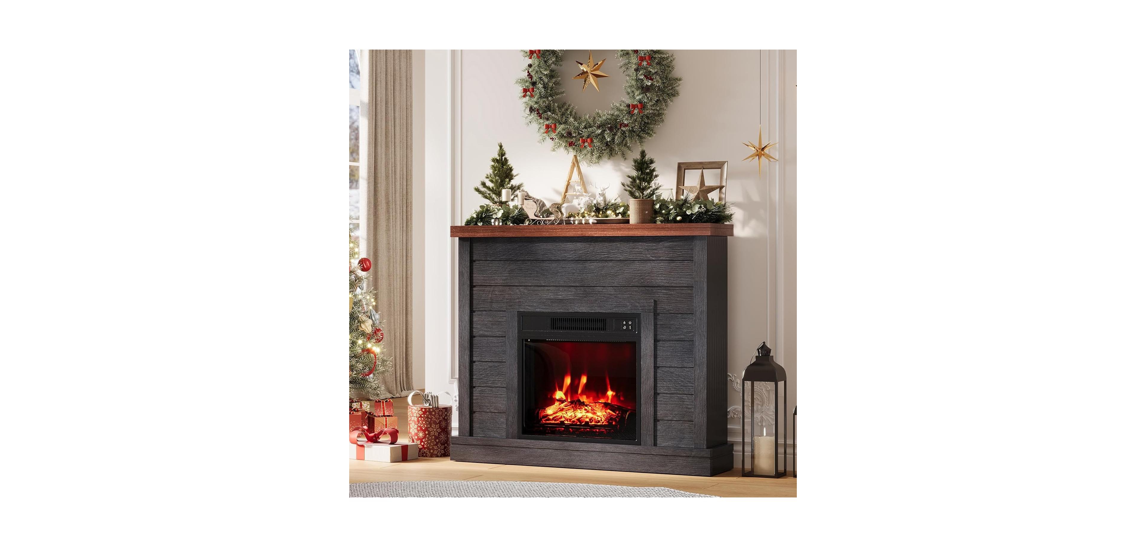 Gaomon 38" Fireplace Mantel with 19" Insert Heater, Adjustable Flame Brightness, Remote Control