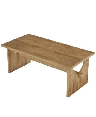 Farmhouse Dining Table for 4-6 People, 63" Large Rectangular Kitchen Dining Room Table with Heavy Duty Double Base, Rustic Brown