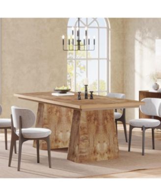 63-Inch Dining Table with Double Pedestal Base, Modern Kitchen Tabl, Espresso Brown