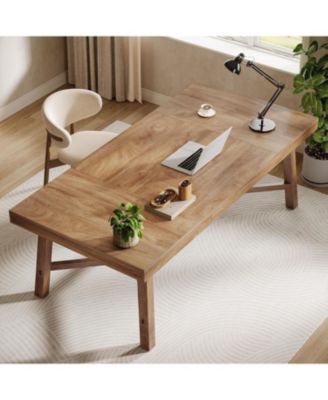 71-Inch Executive Desk, Farmhouse Office Computer Desk with Sturdy Leg Structure, Writing Table