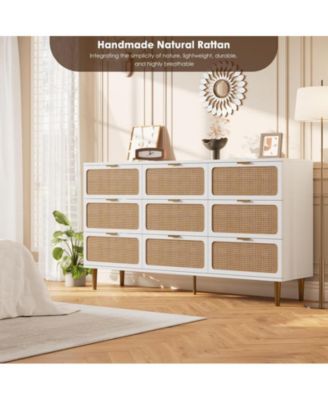 Rattan 9 Drawer Dressers for Bedroom