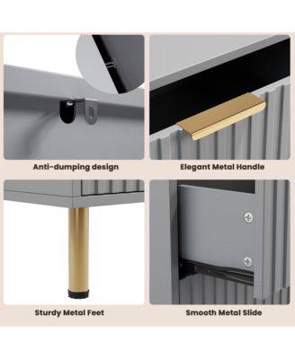 Fluted 6 Drawer Storage Dresser, Tall Modern Chest with Ample Deep Drawers and Wide Top