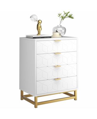 4 Drawer Gold Metal Handles and Sturdy MDF Construction Modern Dresser