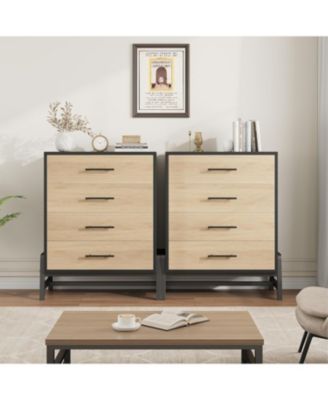 38.6" Tall 4-Drawer Bedroom Dresser, Freestanding Wood Storage Cabinet for Entryway, Closet, or Living Room