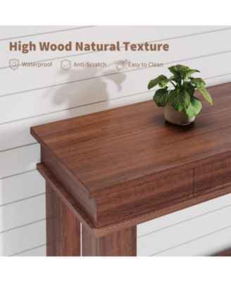 54" Long Console Table, Wooden Entryway Table with 2 Drawers & Open Storage Shelf, Sofa Table Behind Couch, Farmhouse Entry Foyer Table