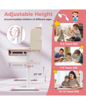 Kids Multifunctional Study Table Study Desk w/ Tiltable Desktop Book Stand