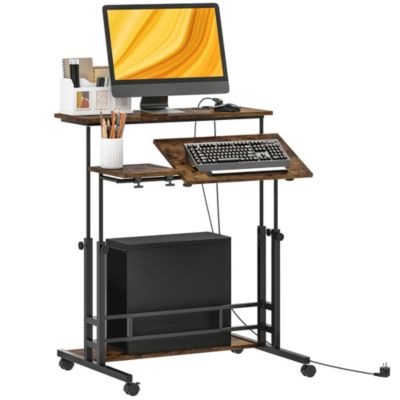 Adjustable Sding Desk, Sd Up Desk with Power Outlets,