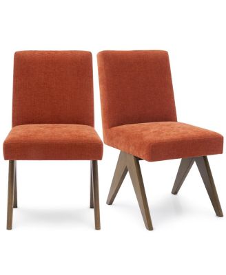 3-Piece Round Dining Table Set for 2, Upholstered Chairs with Rubberwood Legs, Modern Kitchen Table Set for Small Spaces