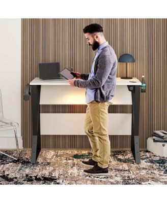 Genesis Electric Adjustable Height Gaming Desk with USB Charging and RGB Lighting White Ergonomic Standing Desk for Professional Gamers