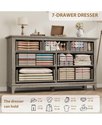 54" Wide Drawer Dresser with Storage Freestanding