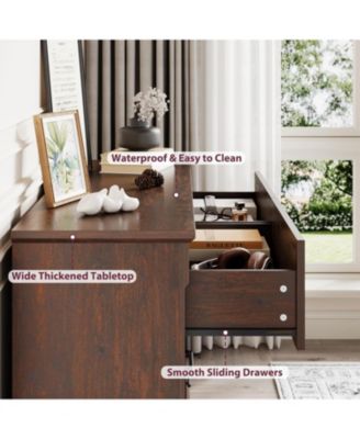 Rustic Farmhouse 6-Drawer Dresser, Large Wood Chest with Metal Handles, Double Dresser and TV Stand for Bedroom or Nursery, Brown