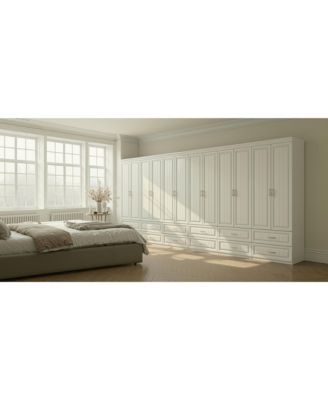 Wooden 4-Door Super Large Bedroom Armoire Wardrobe with Hanging Bars