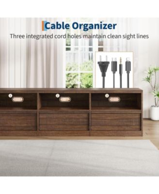 70" TV Stand for TVs up to 85", Mid Century Modern Entertainment Center with Drawer, Open Shelves & Cable Management