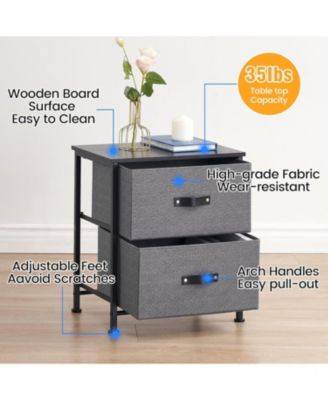 2 Drawer Dresser Nightstand, Black Small Bedside Table with Fabric Drawers, End Table for Bedroom, Living Room, Dorm