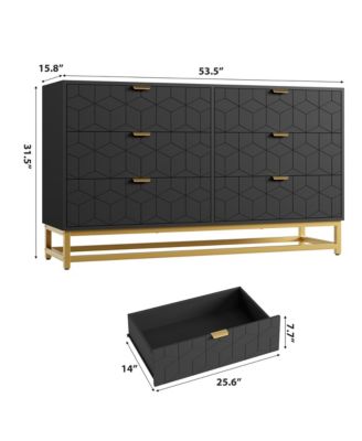 53.5" 6-Drawer Dresser for Bedroom, Wide Modern Storage Chest with Metal Legs, Organizer Cabinet for Entryway or Living Room