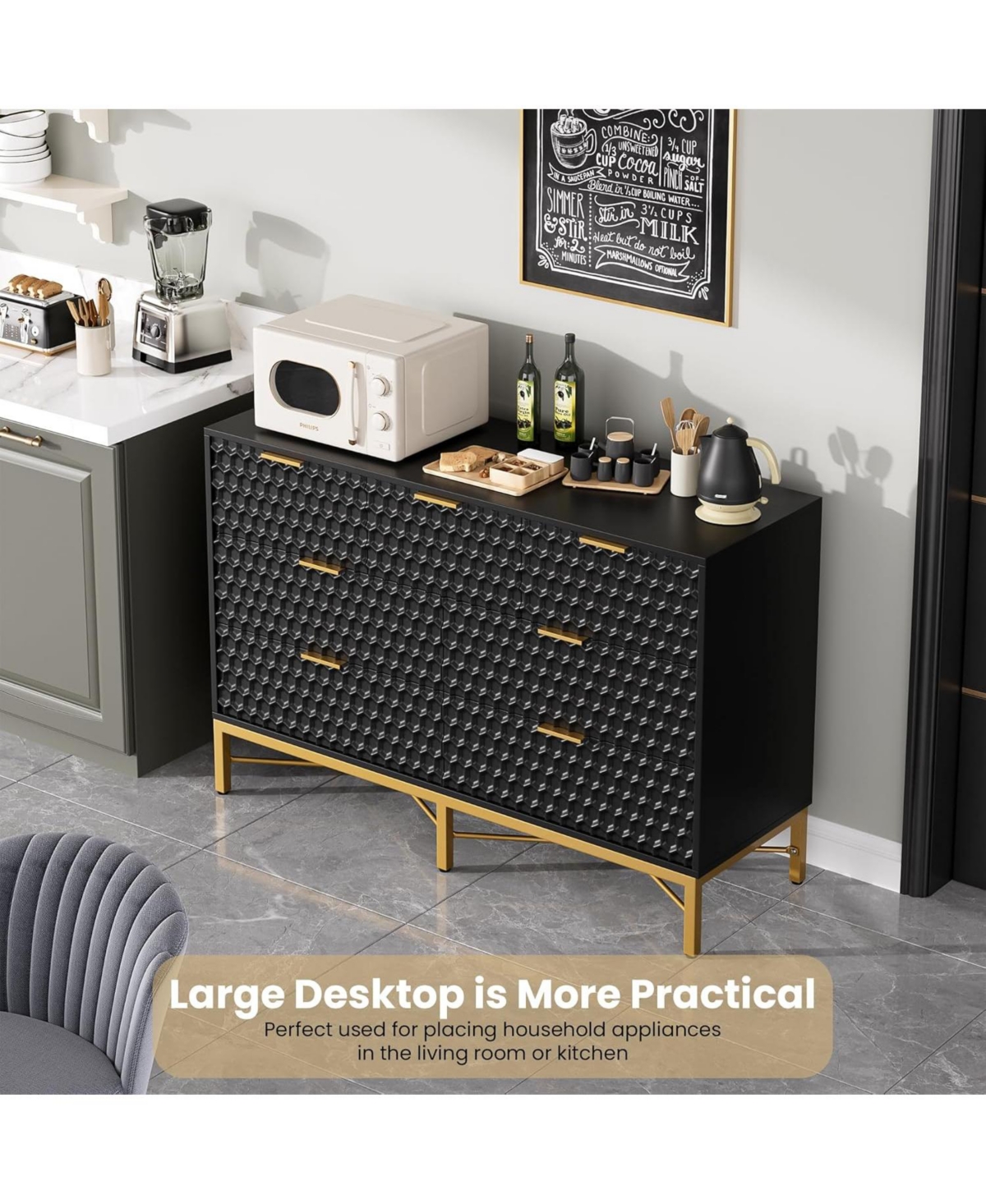 gaomon Modern 7 Drawer Dresser for Bedroom, Long Wooden Chest with Deep Drawers and Wide Top Living Room, Closet, Hallway