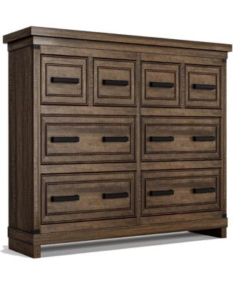 Farmhouse 8 Drawer Dresser for Bedroom Rustic Wood Chest of Drawers Vintage Storage Organizer for Living Room TV Stand 55 Inch