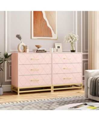 Dresser for Bedroom with 3 Drawer, Modern Dressers Chest of Drawers, with Wide Drawers and Metal Handles, Wood Dressers