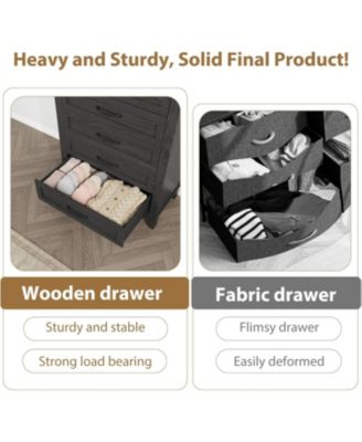 41.3" Tall 5-Drawer Dresser, Freestanding Wooden Chest for Bedroom or Living Room