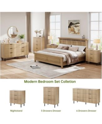 Modern Fluted 3-Drawer Dresser with Metal Legs, Wood Storage Organizer for Bedroom or Entryway