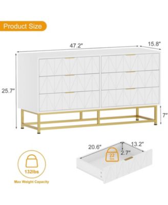 6 Drawer Dresser for Bedroom with Metal Legs, Storage Chest Cabinet Organizer for Living Room,Hallway,Entryway