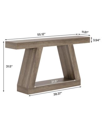 Farmhouse Console Table, 55-Inch Rustic Sofa Table with Storage, Industrial Wooden Entryway Table for Hallway, Living Room