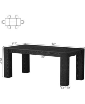 Dining Table for 4 to 6, Rectangular Kitchen Dinner Table, Black Wooden Eating Table