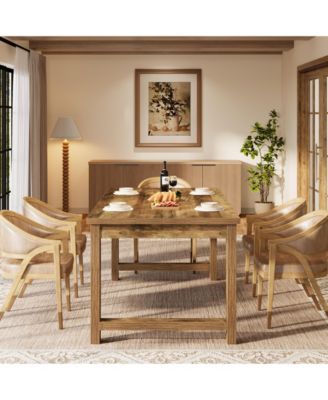 Modern Dining Table, 63 x 31.5 Inch Large Farmhouse Wood Table, Kitchen Dining Room Table