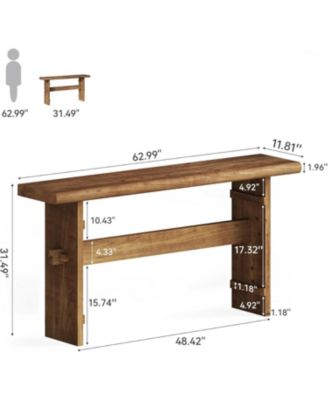 Solid Wood Console Table for Entryway, 63-Inch Long Farmhouse Sofa Table Behind Couch